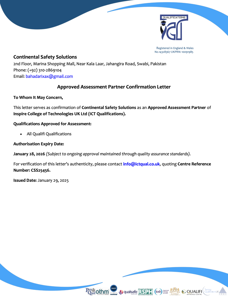 Qualifi Approved Assessment Partner Certificate